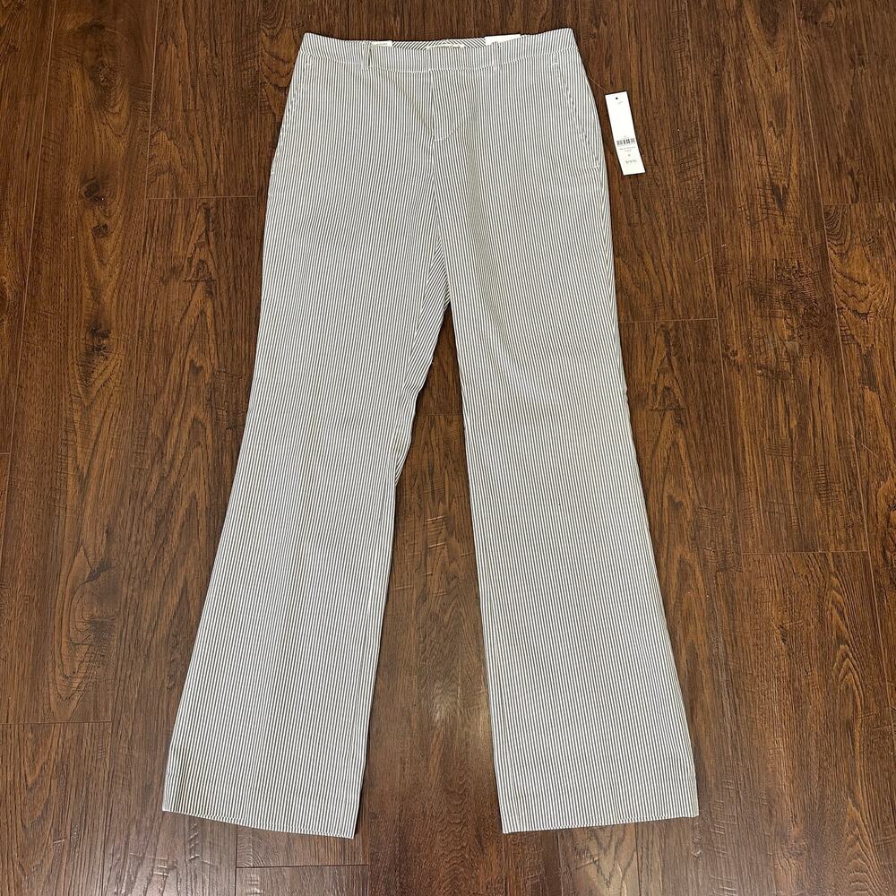Coldwater Creek Trousers WMNS 6 Gray Striped Seersucker Bootcut Business Casual